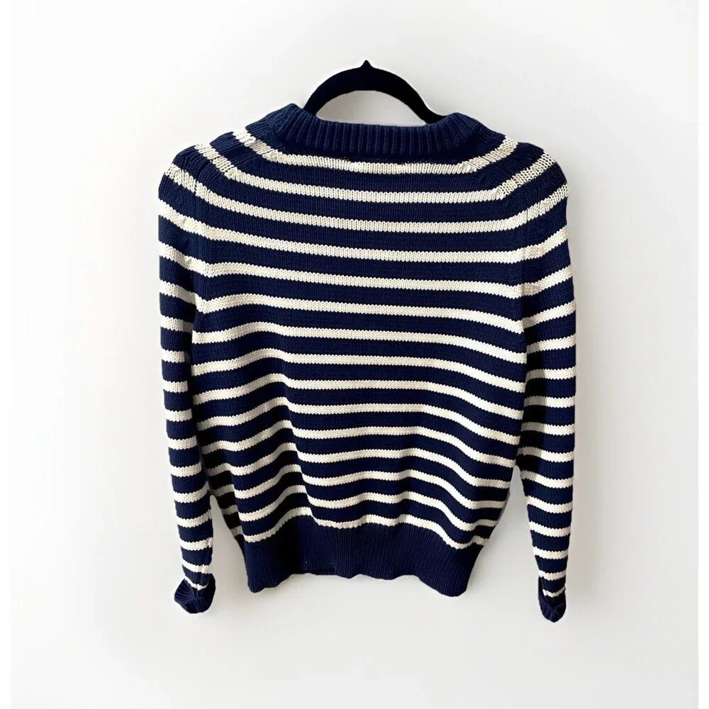NWT J.Crew Relaxed Stripe Crewneck Sweater Womens Chunky Knit Nautical Fisherman